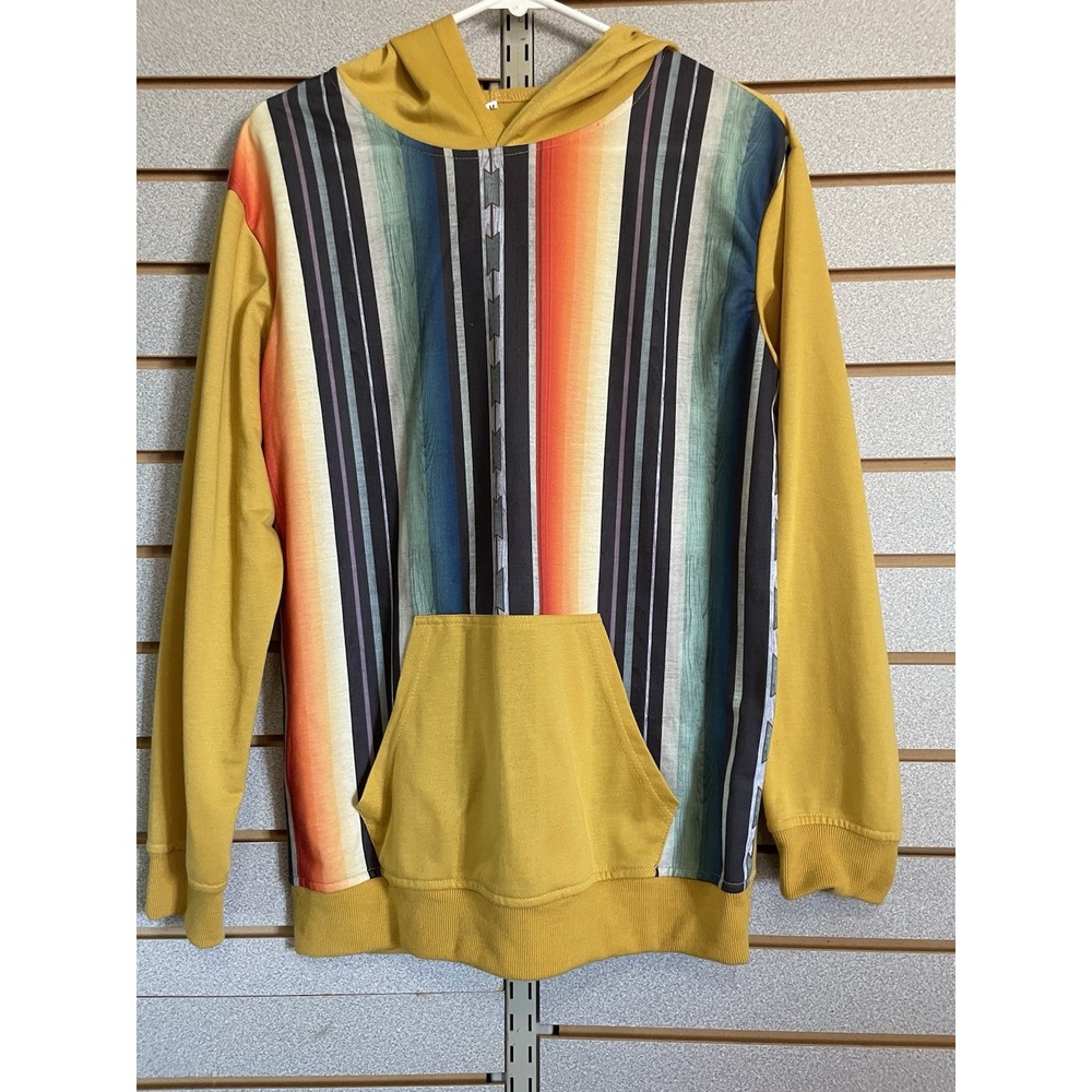 Unbranded Boutique Aztec Mustard Yellow Hoodie Knit Serape LN Medium‎